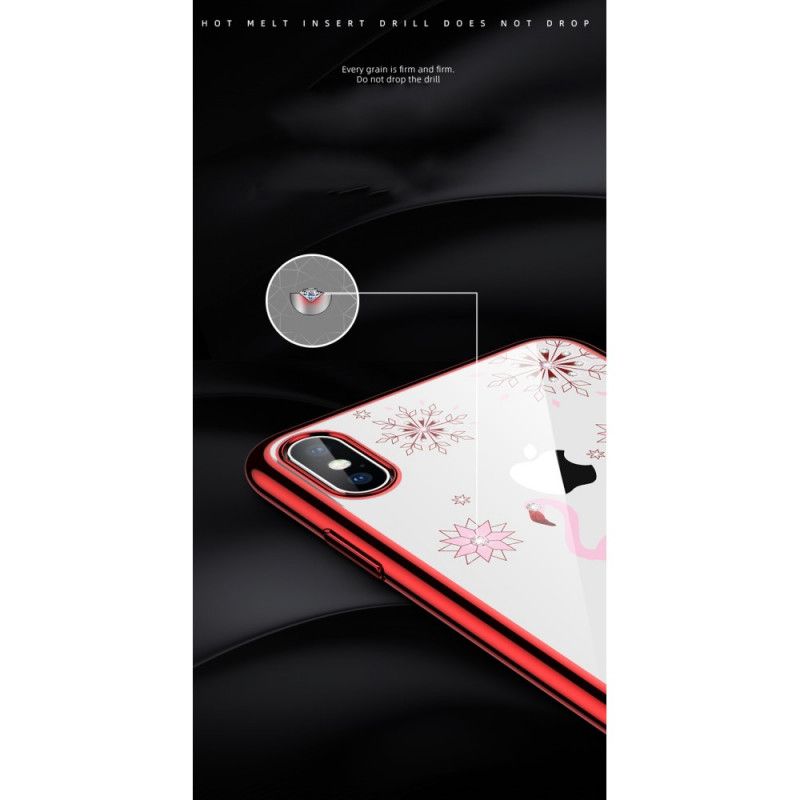 Cover iPhone X Sort Sulada Flamingo Diamanter