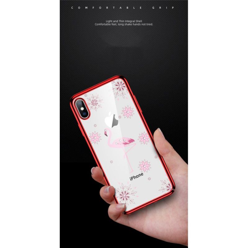 Cover iPhone X Sort Sulada Flamingo Diamanter