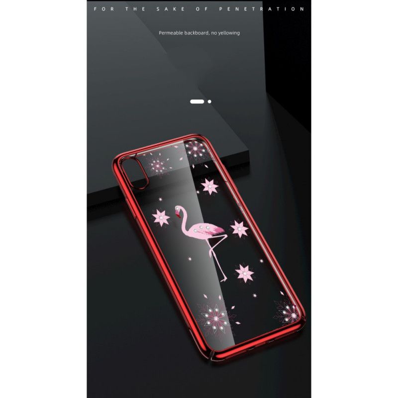 Cover iPhone X Sort Sulada Flamingo Diamanter