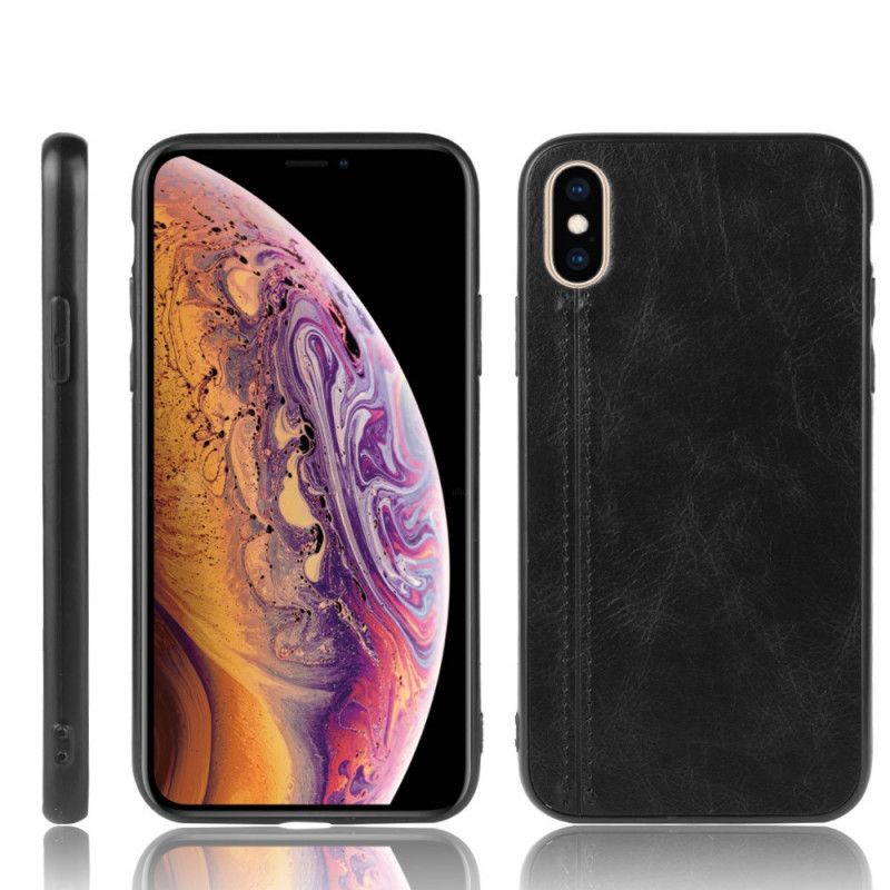 Cover iPhone X Sort Syet Lædereffekt