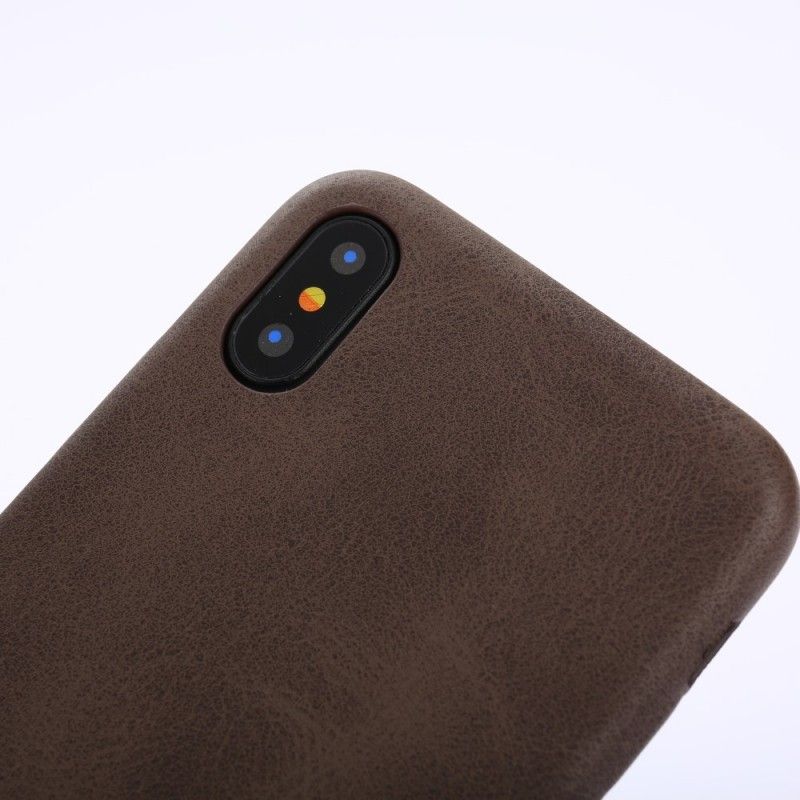 Cover iPhone X Taupe Mobilcover Retro Læder Effekt