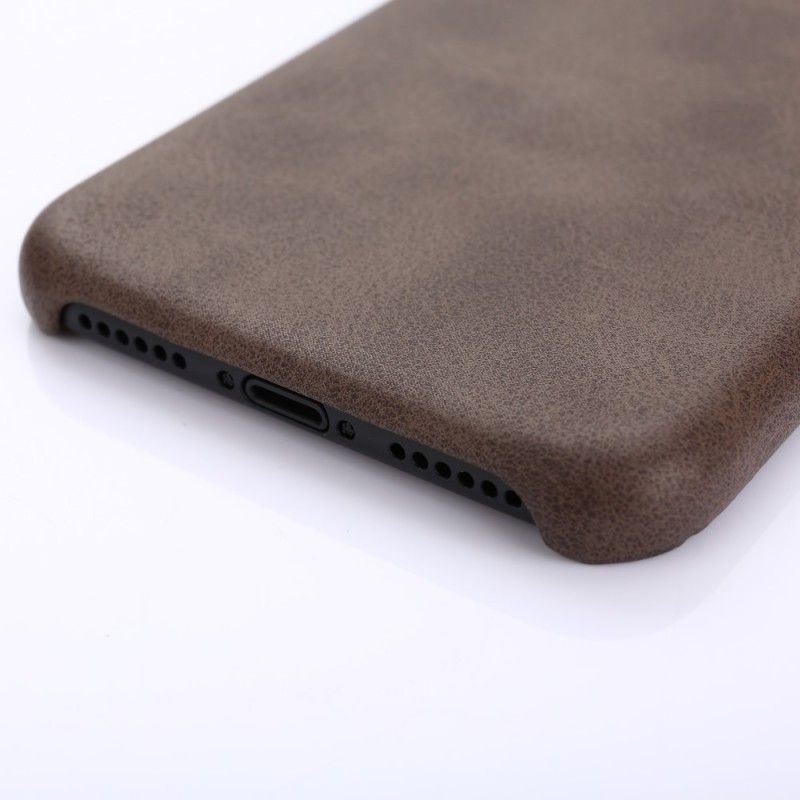 Cover iPhone X Taupe Mobilcover Retro Læder Effekt