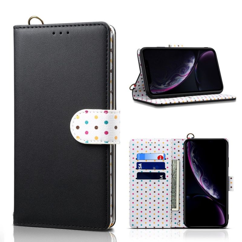 Flip Cover Læder for iPhone X Kaffe Polka Dot Uniform