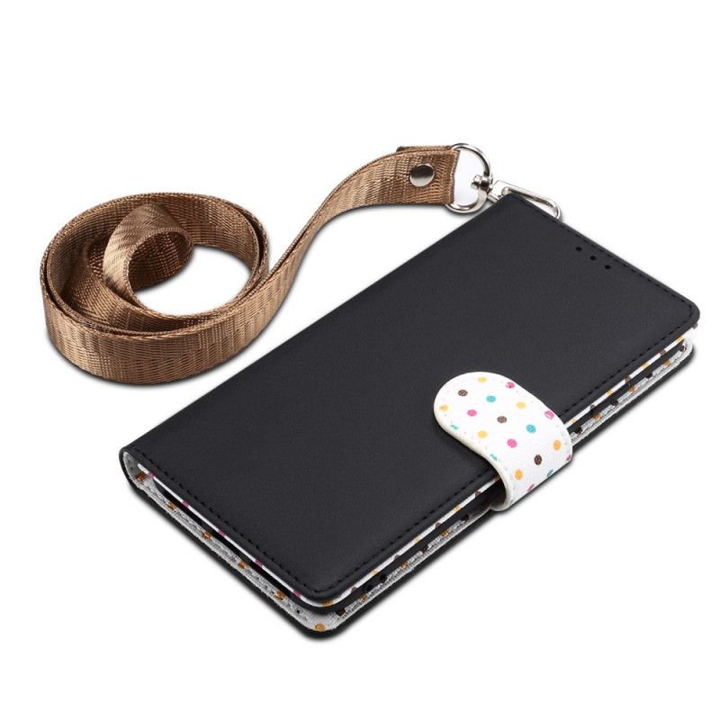 Flip Cover Læder for iPhone X Kaffe Polka Dot Uniform