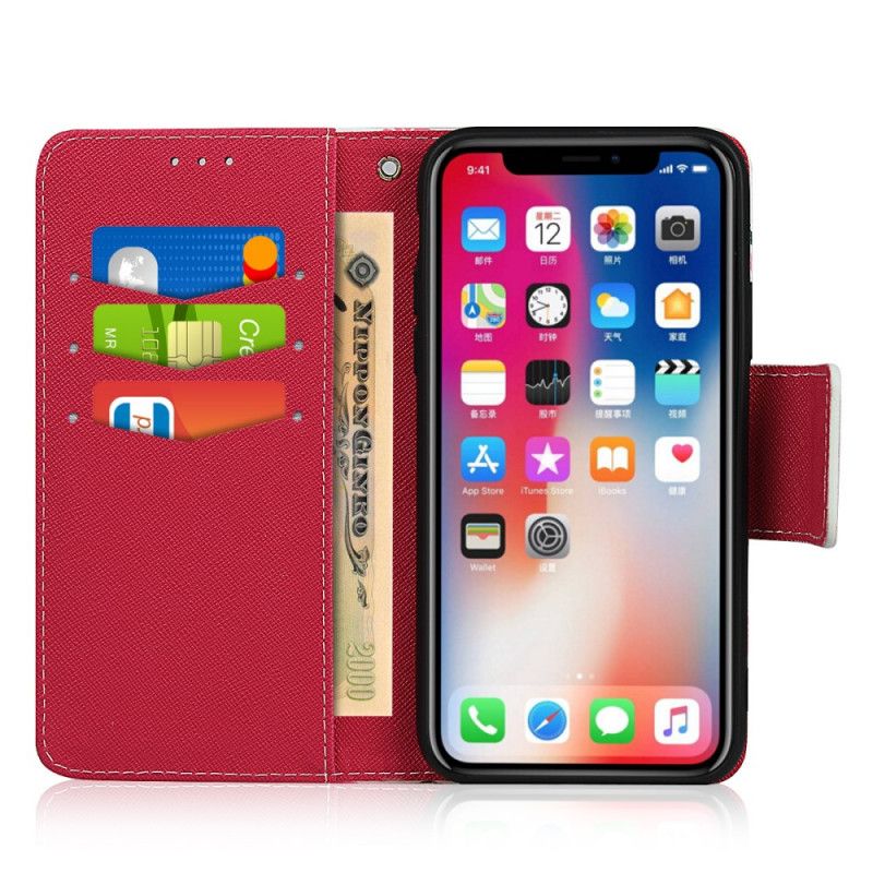 Flip Cover Læder for iPhone X Rød G-Streng