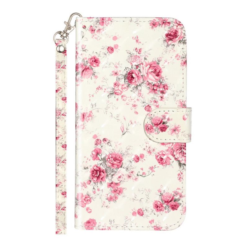 Flip Cover Læder iPhone X Blomster Lyse Pletter Med Rem