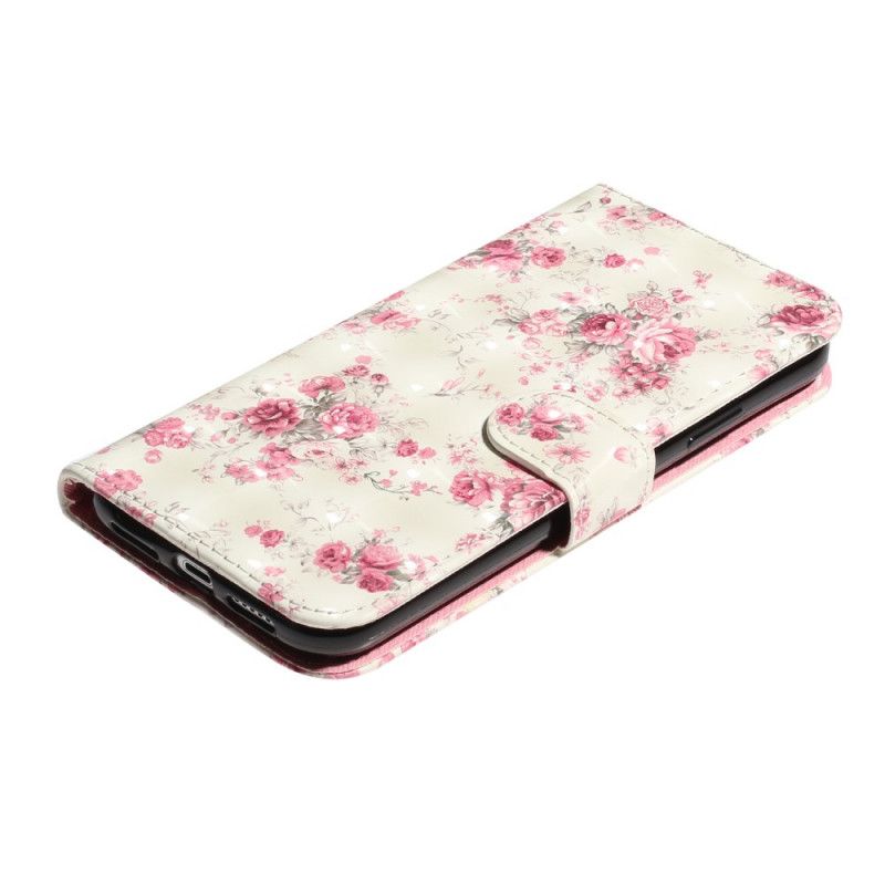 Flip Cover Læder iPhone X Blomster Lyse Pletter Med Rem