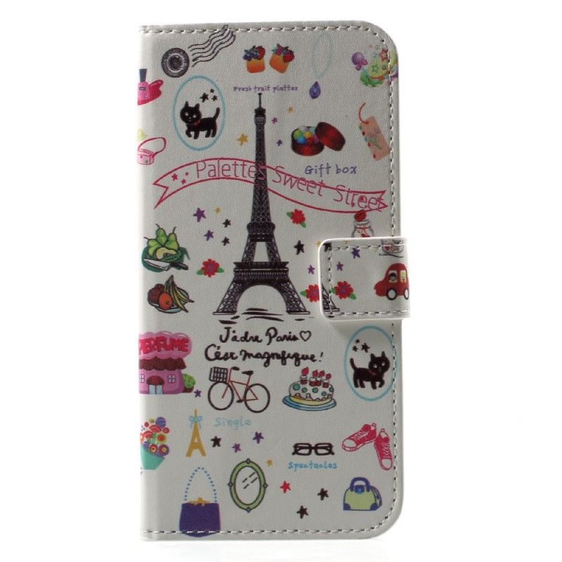 Flip Cover Læder iPhone X Jeg Elsker Paris