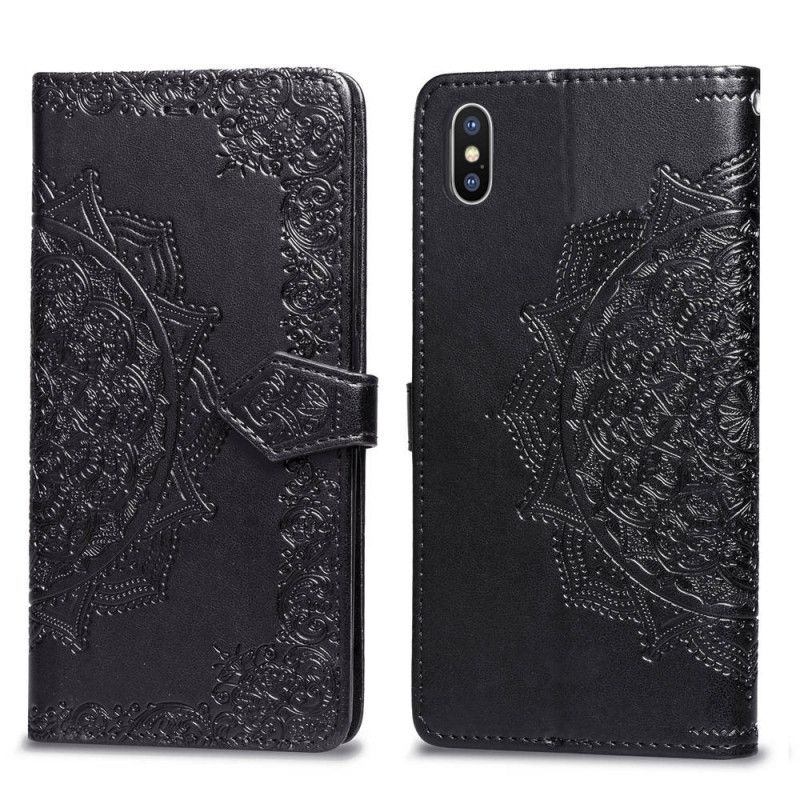 Flip Cover Læder iPhone X Sort Mandala I Middelalderen