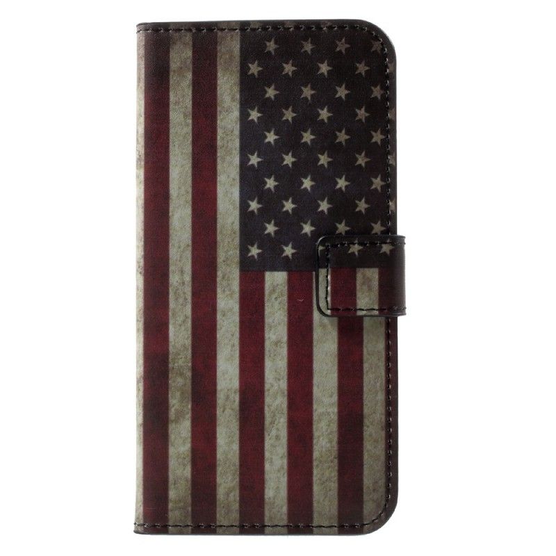 Flip Cover Læder iPhone X Usa Flag