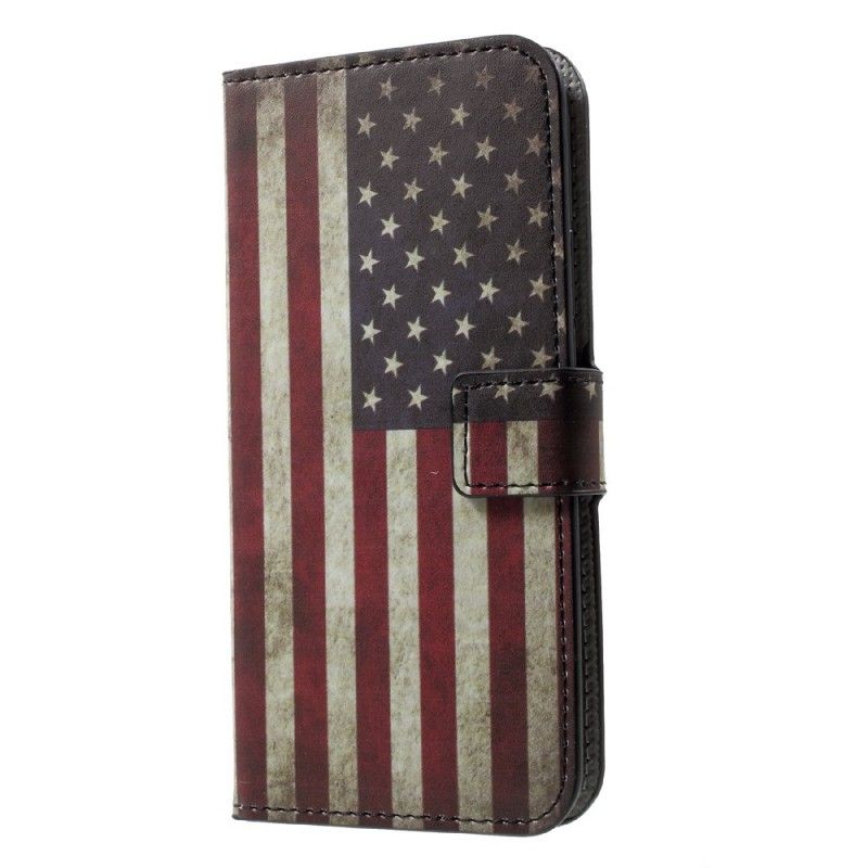 Flip Cover Læder iPhone X Usa Flag