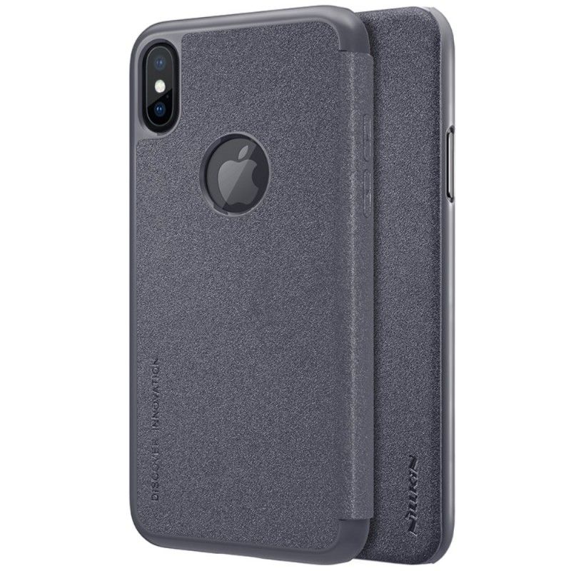 Læder Cover iPhone X Sort Nillkin