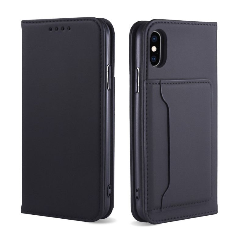 Læder Cover iPhone X Sort Support Kortholder Original