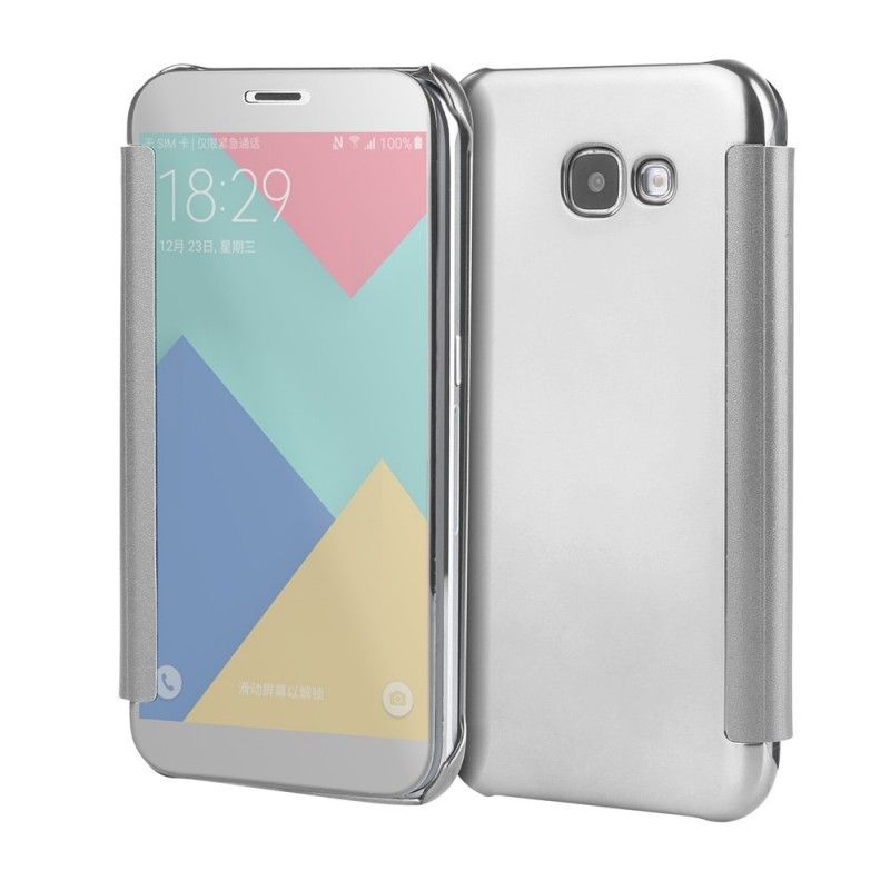 Læder Cover Samsung Galaxy A5 2017 Mørkeblå Spejl