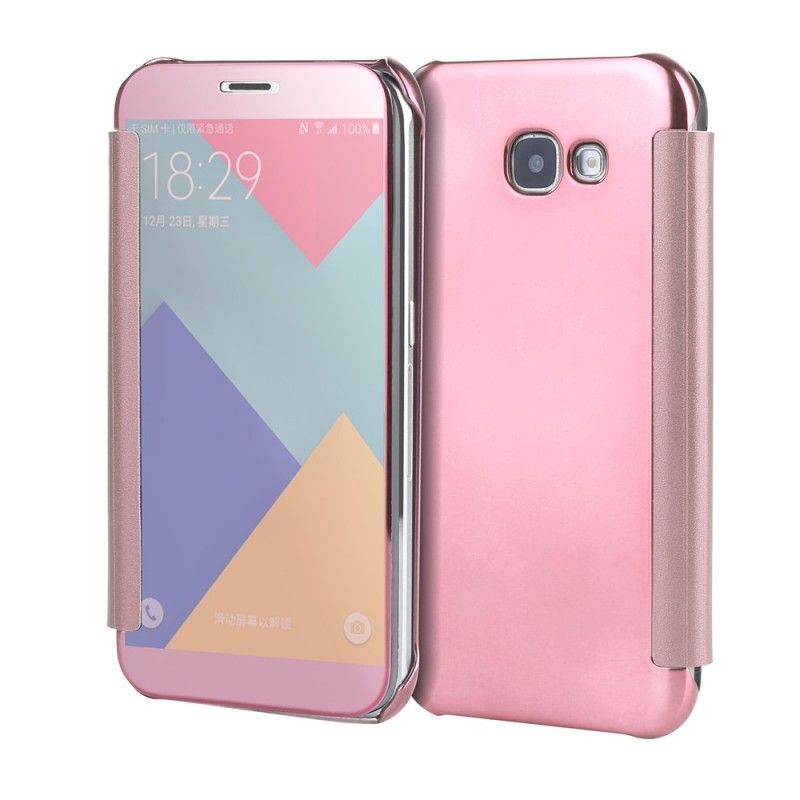 Læder Cover Samsung Galaxy A5 2017 Mørkeblå Spejl