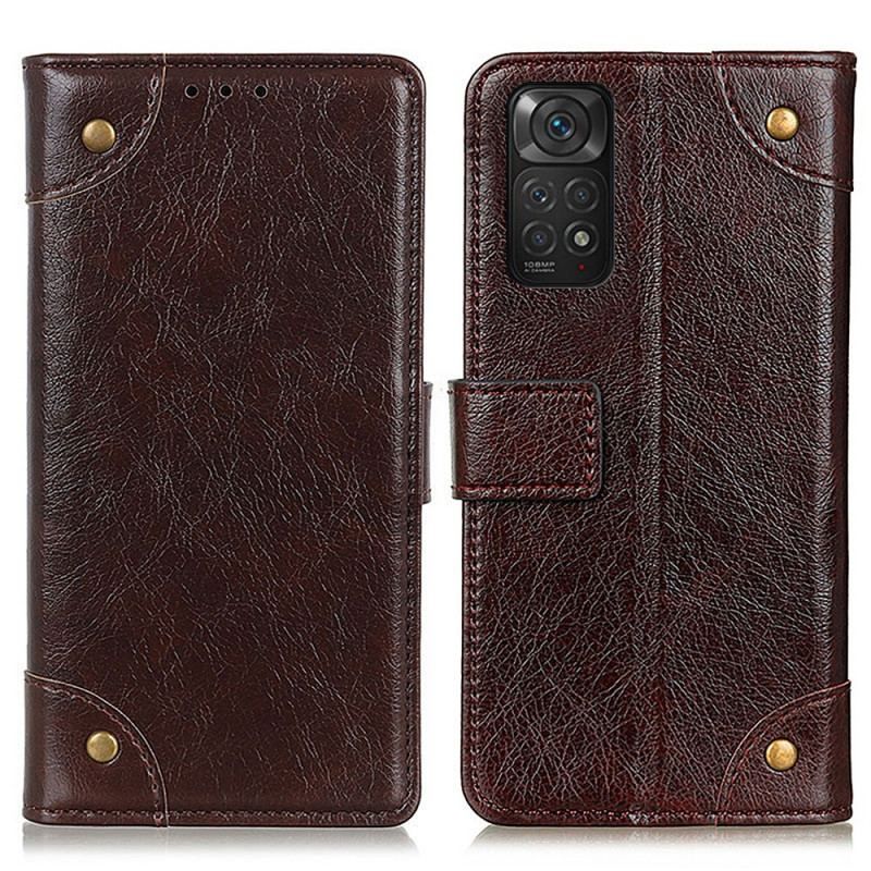 Flip Cover Xiaomi Redmi Note 11 / 11S Style Nappa Læder Vintage Nitter