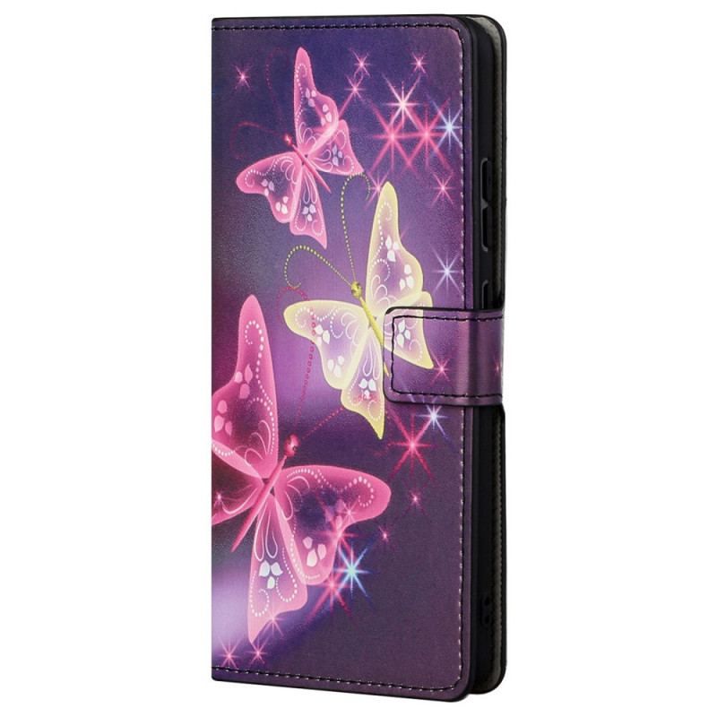 Læder Cover Xiaomi Redmi Note 11 / 11S Sommerfugle Og Blomster