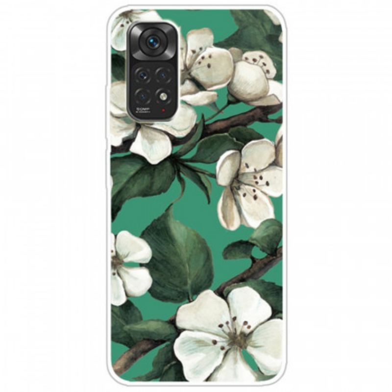 Mobilcover Xiaomi Redmi Note 11 / 11S Malede Hvide Blomster