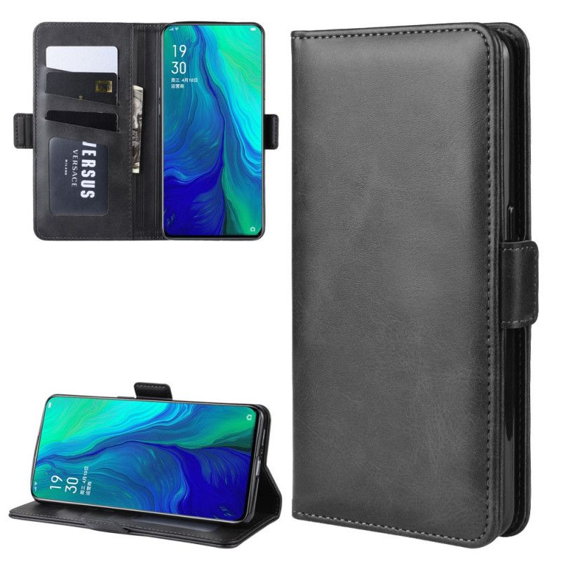 Flip Cover Oppo Reno 10x Zoom Sort Dobbelt Flap