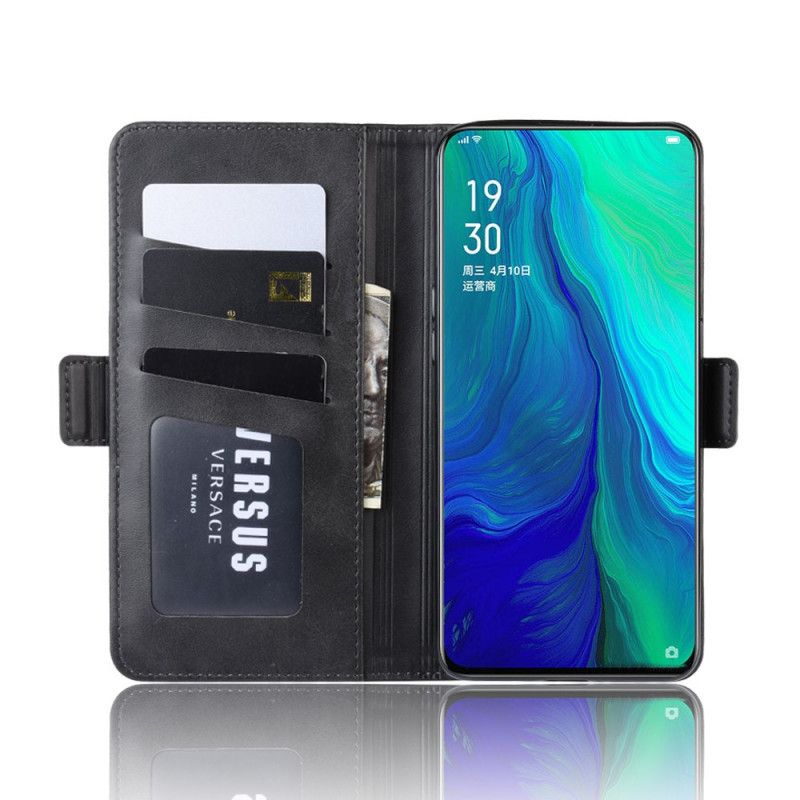 Flip Cover Oppo Reno 10x Zoom Sort Dobbelt Flap