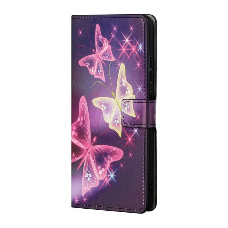 Flip Cover Samsung Galaxy S22 Plus 5G Sommerfugle Og Blomster