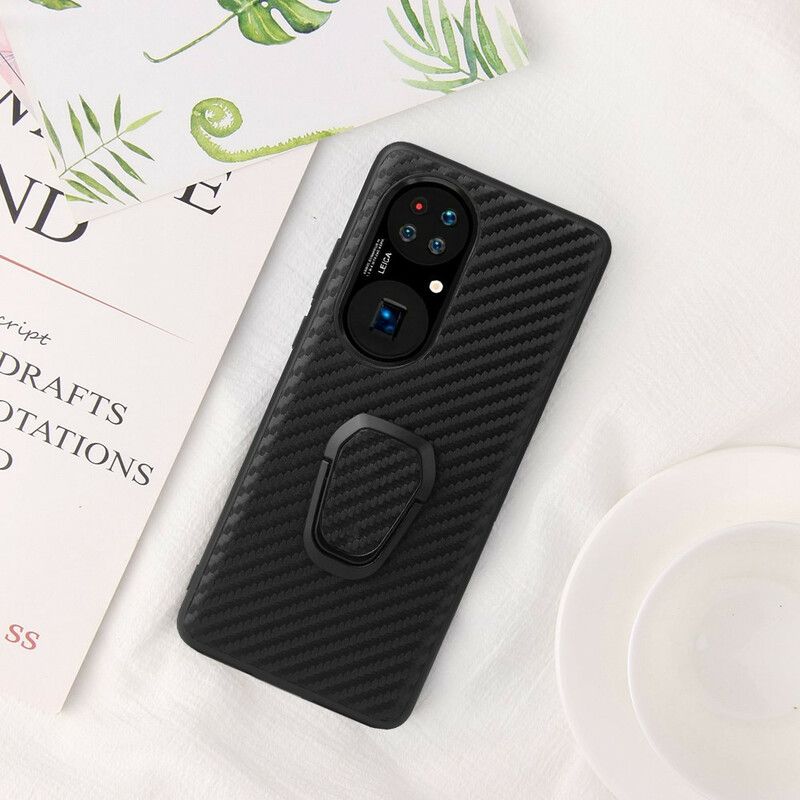 Cover Til Huawei P50 Pro Carbon Fiber Support Ring