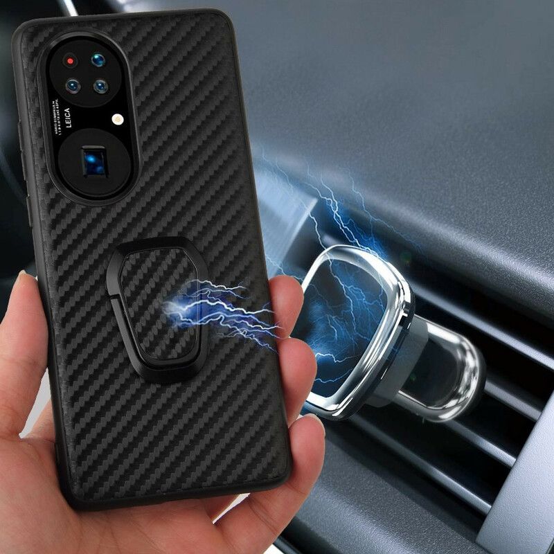 Cover Til Huawei P50 Pro Carbon Fiber Support Ring