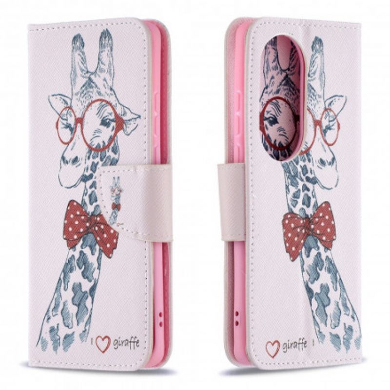 Flip Cover Til Huawei P50 Pro Brainy Giraffe