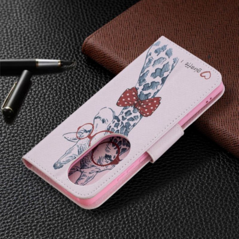 Flip Cover Til Huawei P50 Pro Brainy Giraffe