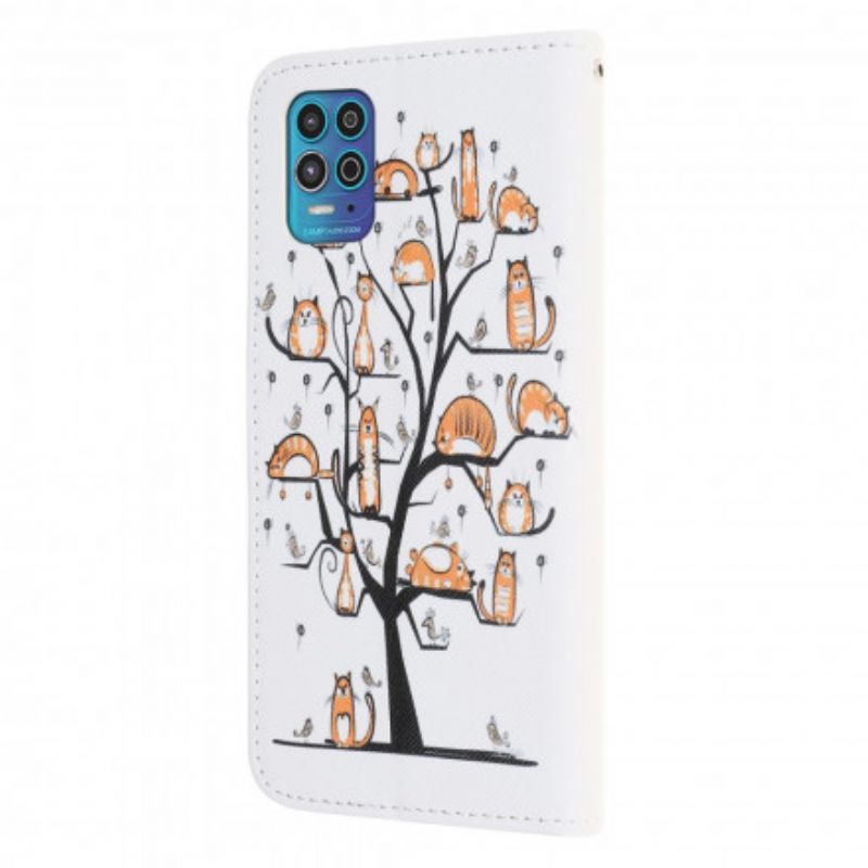 Flip Cover Moto G100 Funky Cats Strappy