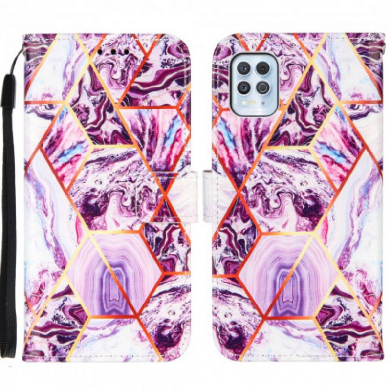 Flip Cover Moto G100 Stribet Geometrisk Marmor