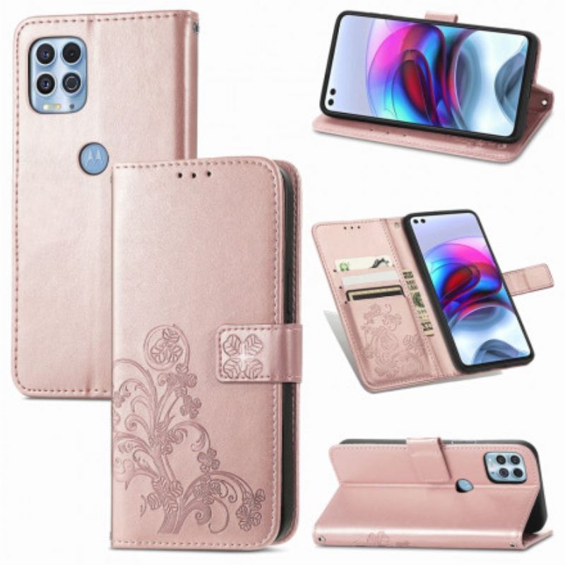 Læder Cover Moto G100 Telefon Etui Asiatiske Blomster