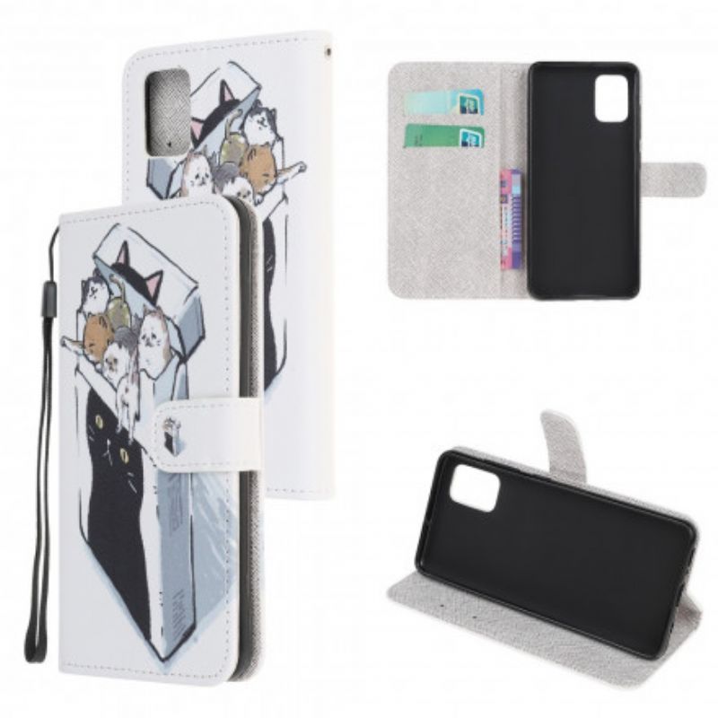 Læder Cover Moto G100 Telefon Etui Funky Cats Strappy