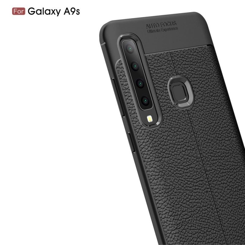 Cover for Samsung Galaxy A9 Sort Dobbelt Line Lychee Læder Effekt