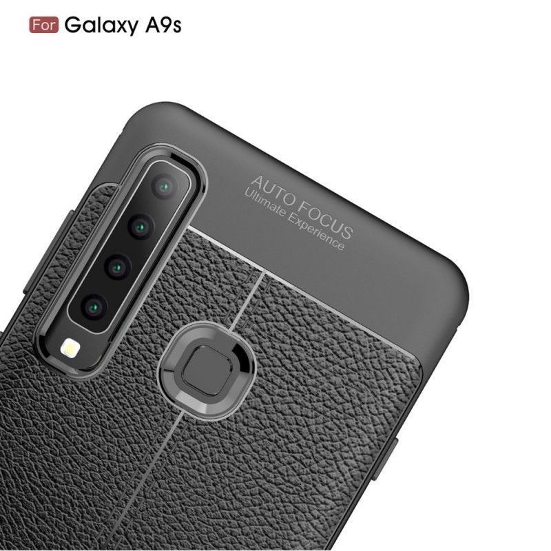 Cover for Samsung Galaxy A9 Sort Dobbelt Line Lychee Læder Effekt