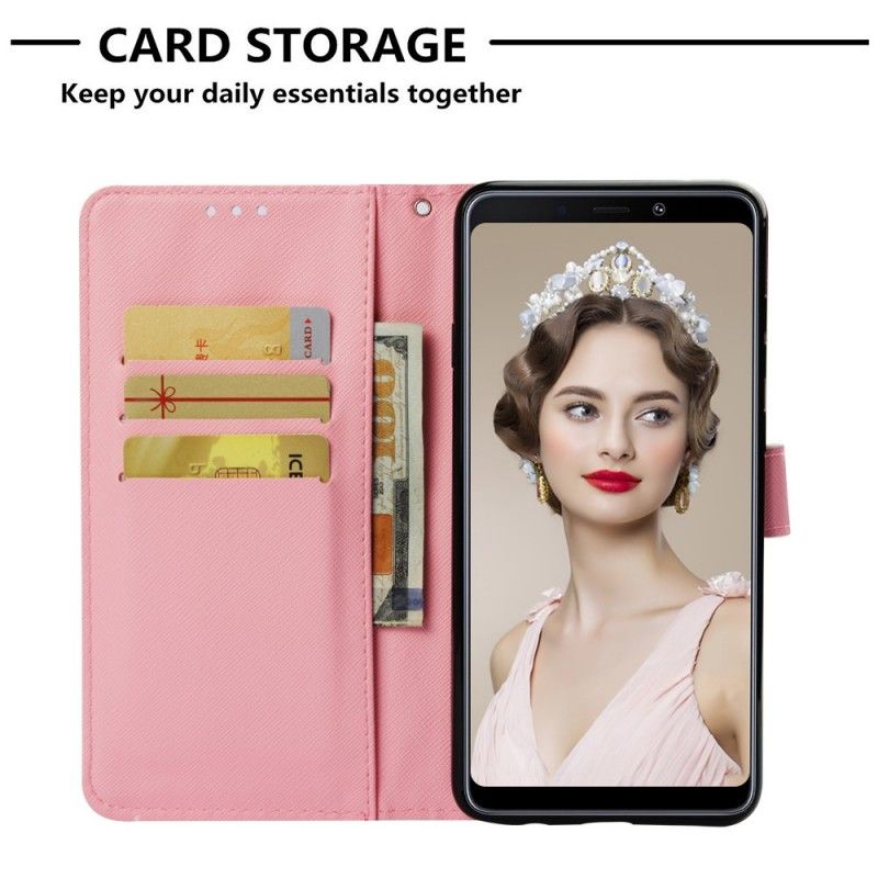 Flip Cover Læder for Samsung Galaxy A9 Akvarelvalmue