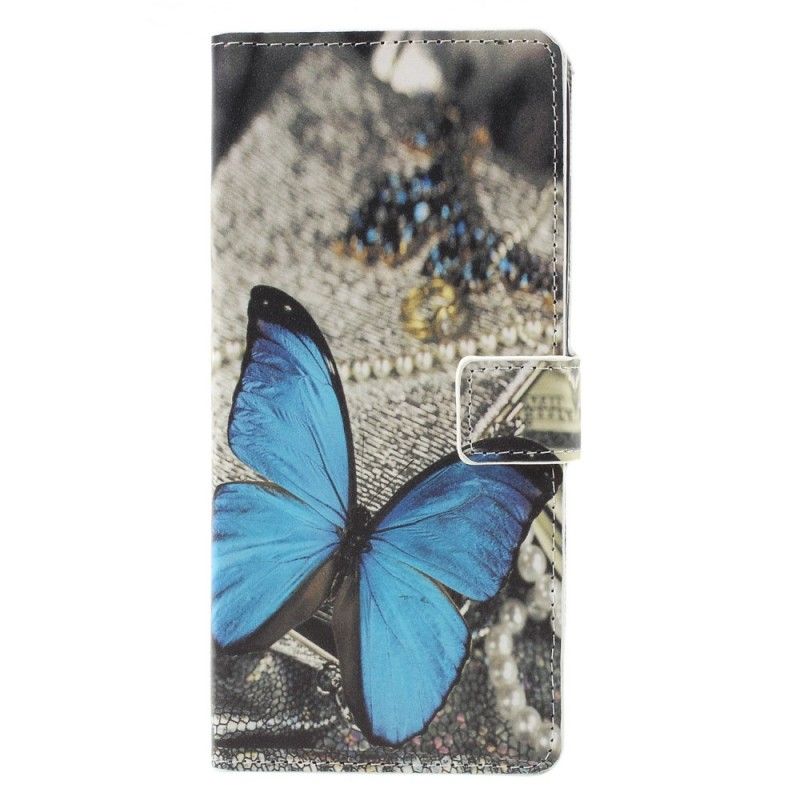 Flip Cover Læder for Samsung Galaxy A9 Blå Sommerfugl