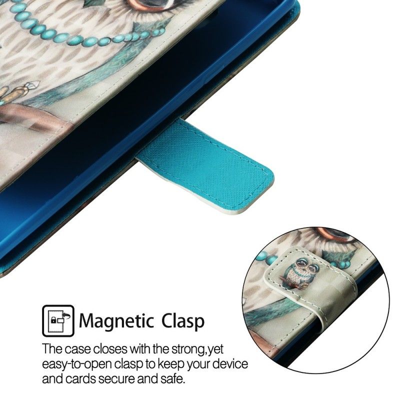 Flip Cover Læder Samsung Galaxy A9 Miss Ugle Med Rem