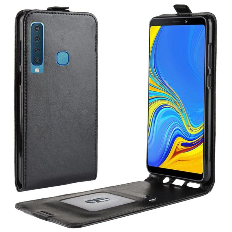 Flip Cover Læder Samsung Galaxy A9 Sort Foldning Af Lædereffekt Beskyttelse