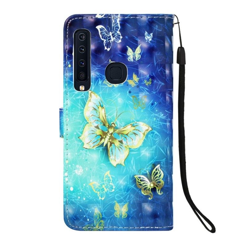 Flip Cover Samsung Galaxy A9 Gyldne String Sommerfugle