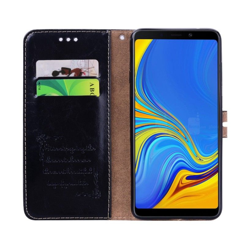 Flip Cover Samsung Galaxy A9 Sort Vintage Lædereffekt