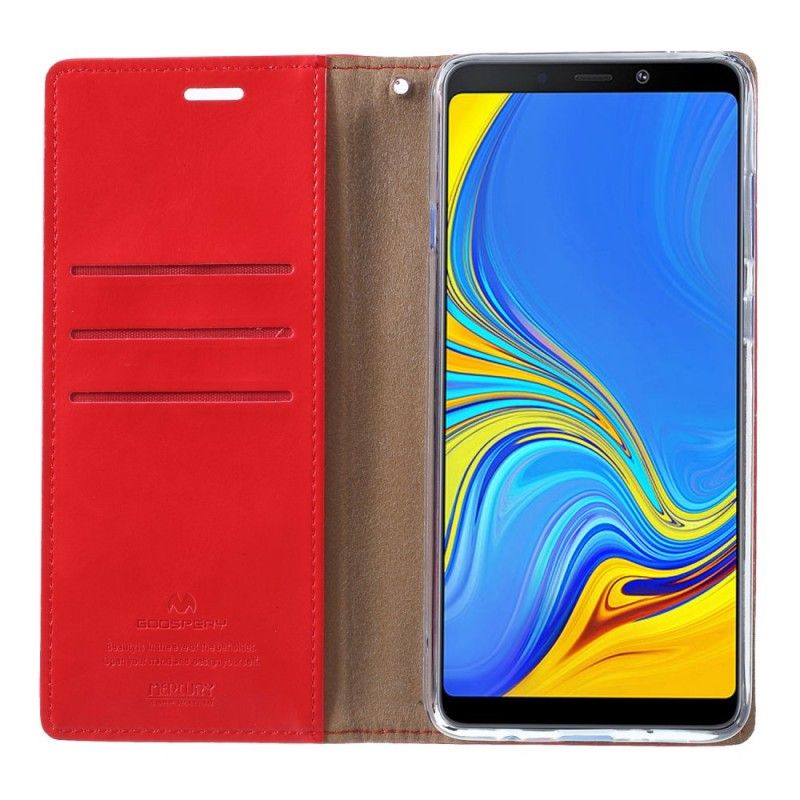 Læder Cover Samsung Galaxy A9 Rød Kviksølv I Lædereffekt Original