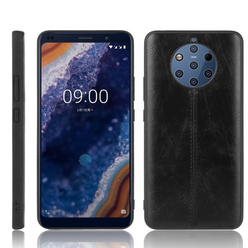 Cover for Nokia 9 PureView Sort Syet Lædereffekt