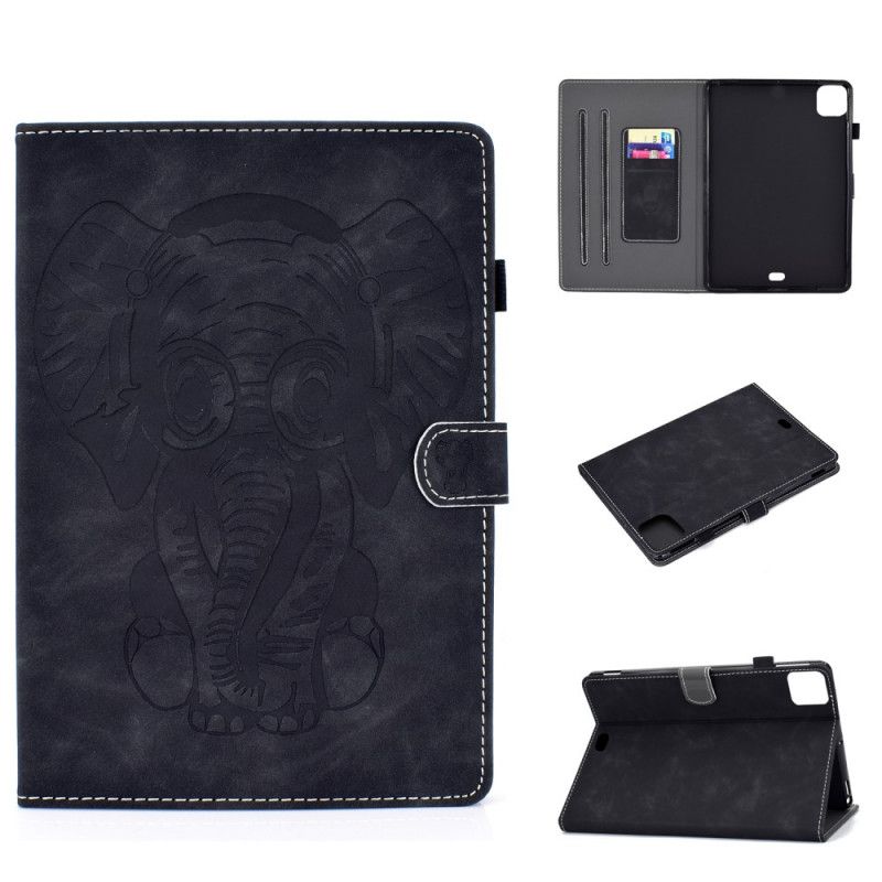 Flip Cover Læder for iPad Air 10.9" (2020) Sort Elefantprint Lædereffekt