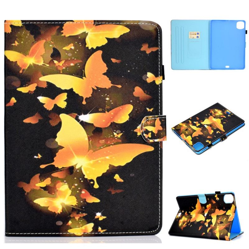 Flip Cover Læder iPad Air 10.9" (2020) Gule Sommerfugle