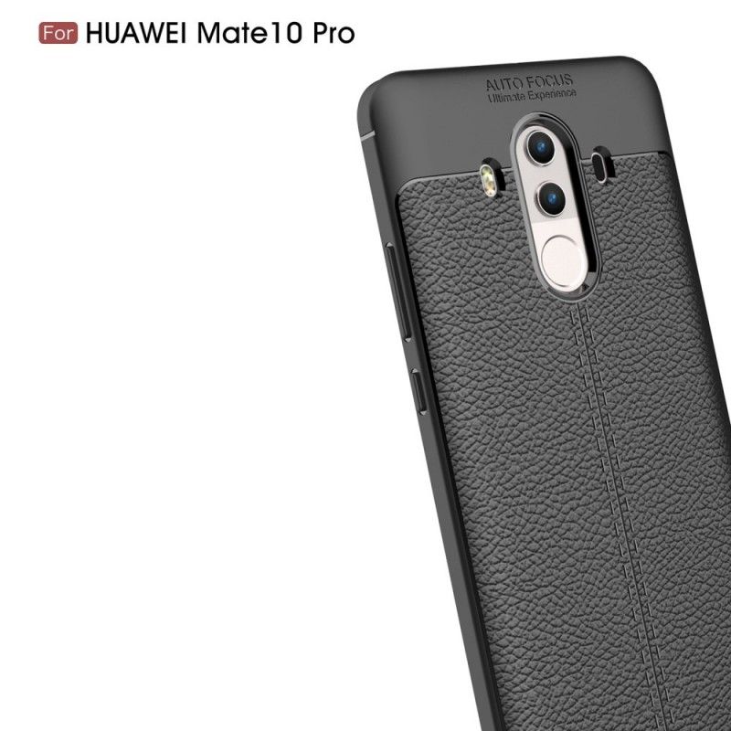 Cover Huawei Mate 10 Pro Sort Dobbelt Line Lychee Læder Effekt