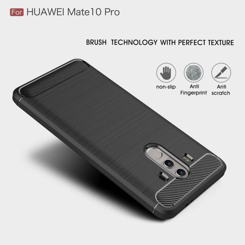 Cover Huawei Mate 10 Pro Sort Mobilcover Børstet Kulfiber