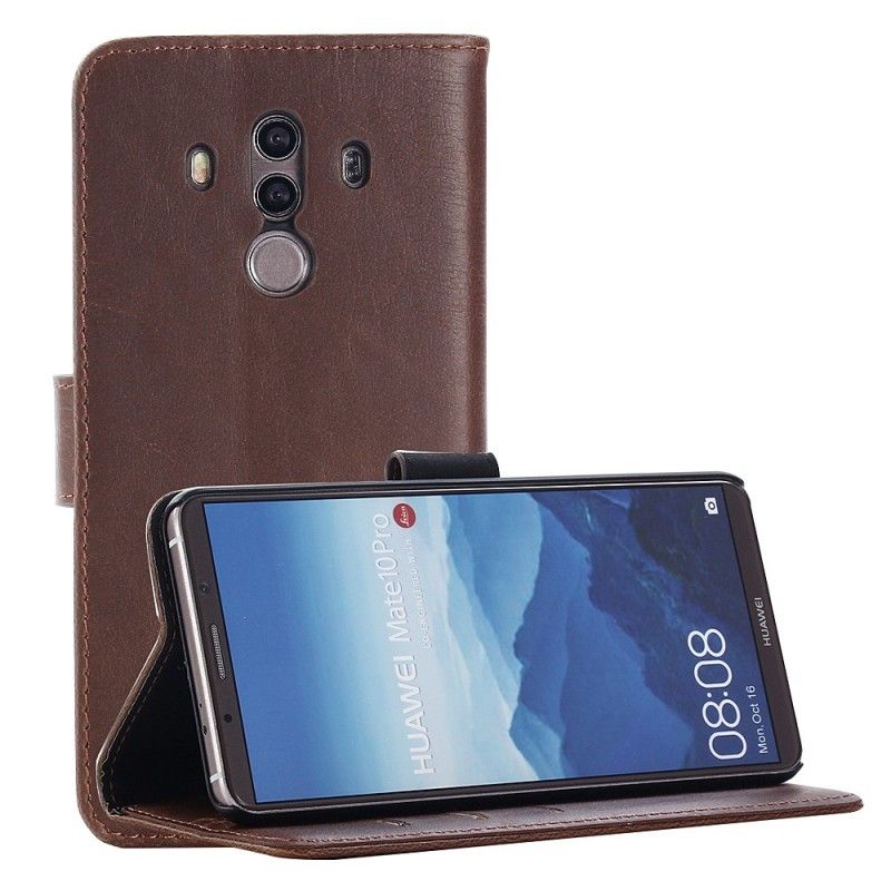 Flip Cover Læder for Huawei Mate 10 Pro Sort Retro Kunstlæder