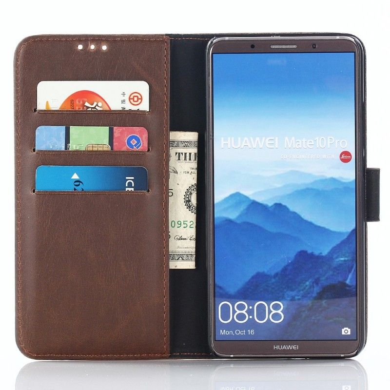 Flip Cover Læder for Huawei Mate 10 Pro Sort Retro Kunstlæder