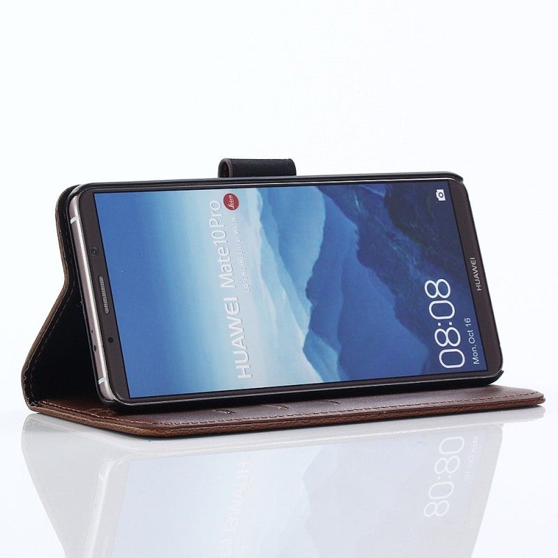 Flip Cover Læder for Huawei Mate 10 Pro Sort Retro Kunstlæder